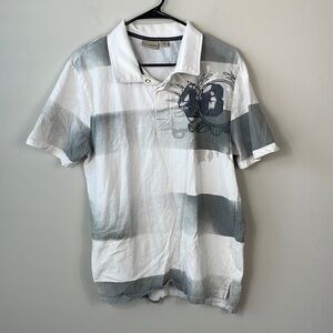 De.coded striped distressed embroidery polo shirt mens size XL